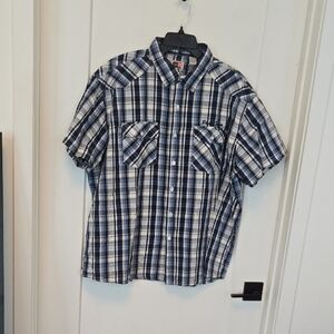 Phat Farm Blue and White Casual Button Down Shirt